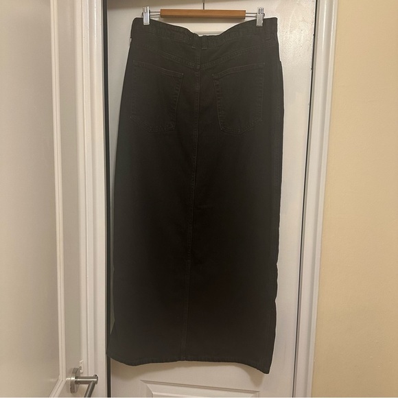 Mango Black Denim Maxi Skirt with front slit - Picture 4 of 7